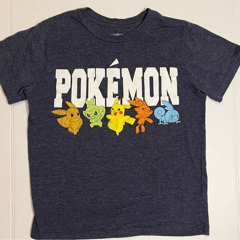 Pokemon Charcoal Tee with Colorful Characters